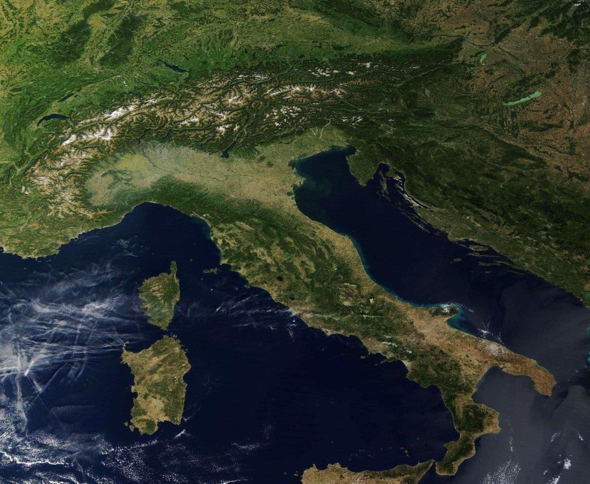 Italy seen by NASA’s Terra satellite.