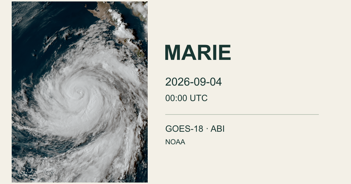 Marie au large du Mexique sur l’image GOES-18 du 4 septembre 2026, avec son centre et ses bandes nuageuses.